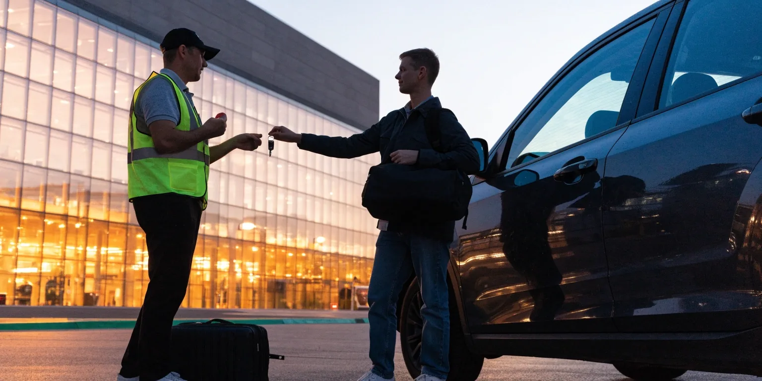 Valet handover at the International Terminal forecourt